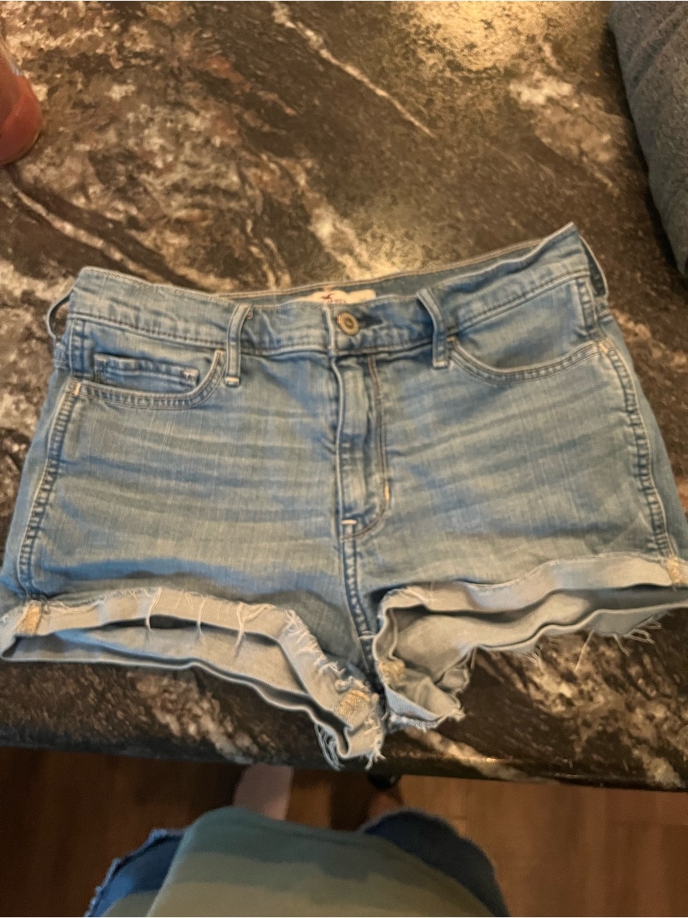 Hollister Light Blue Denim Frayed Hem Shorts
